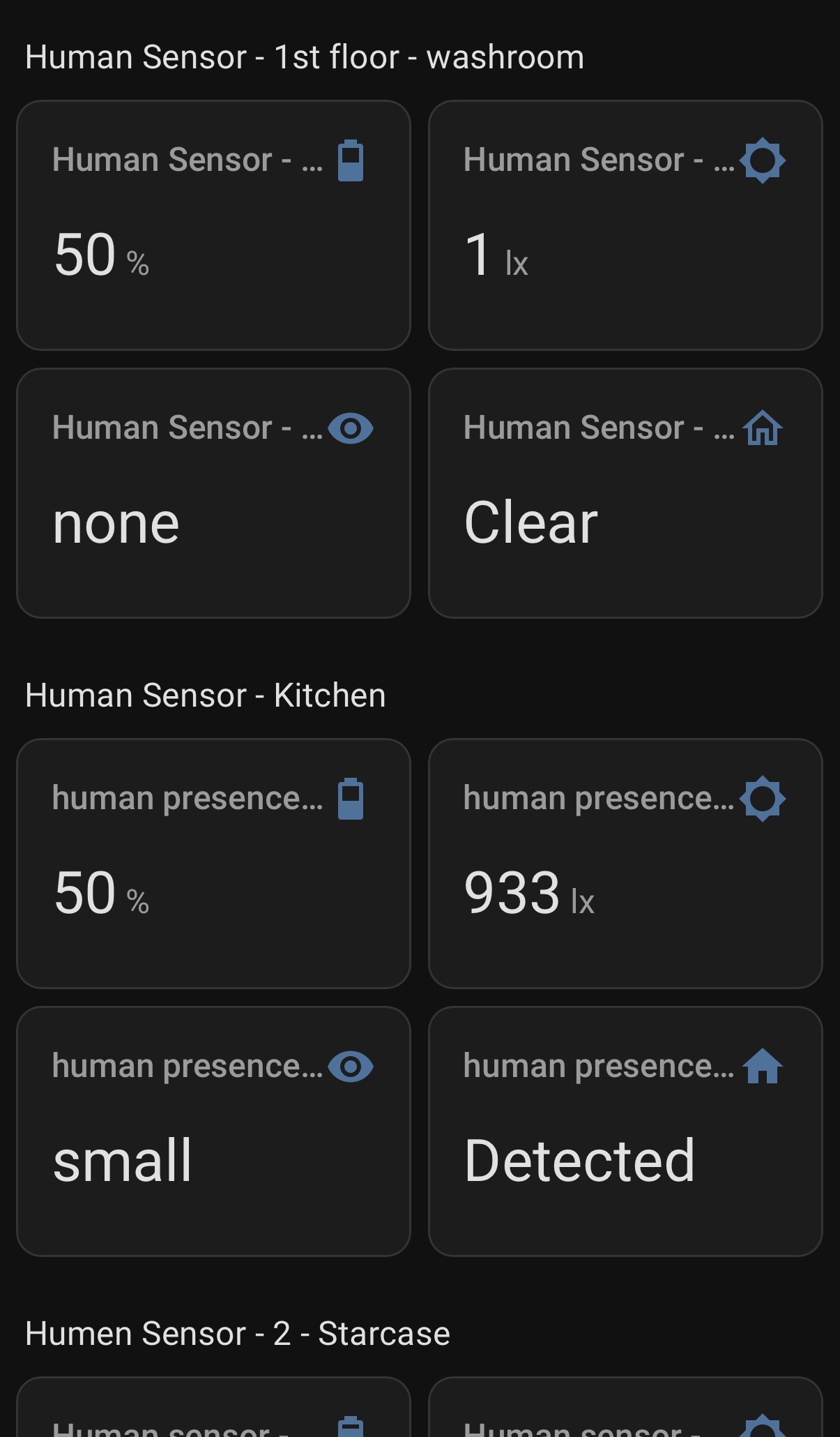 หน้าจอ human presence sensor ในบ้าน